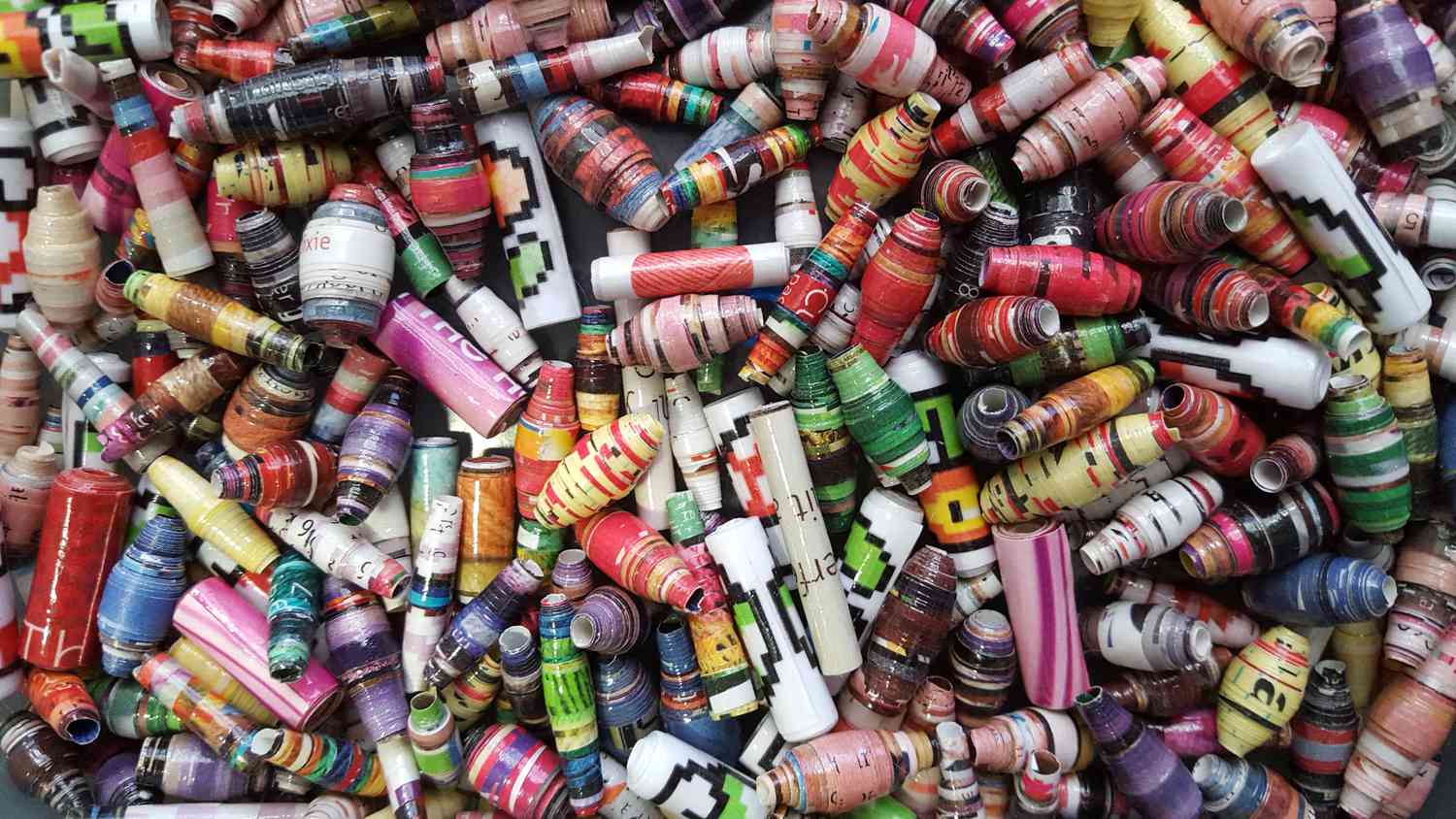 beautiful beads are made from recycled paper!